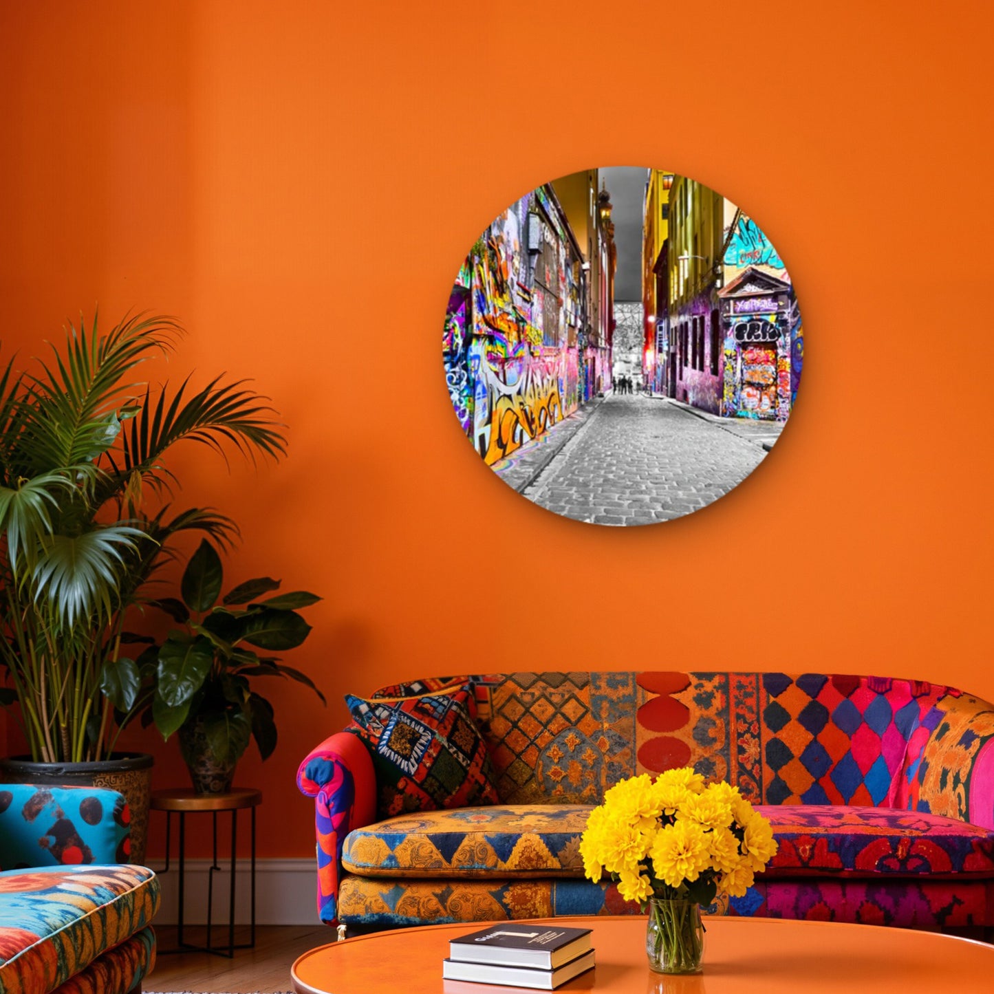 Modern Graffiti Night Street Acrylic Glass Rounded Print Tempered Glass Wall Art 100% Made in Australia Ready to Hang