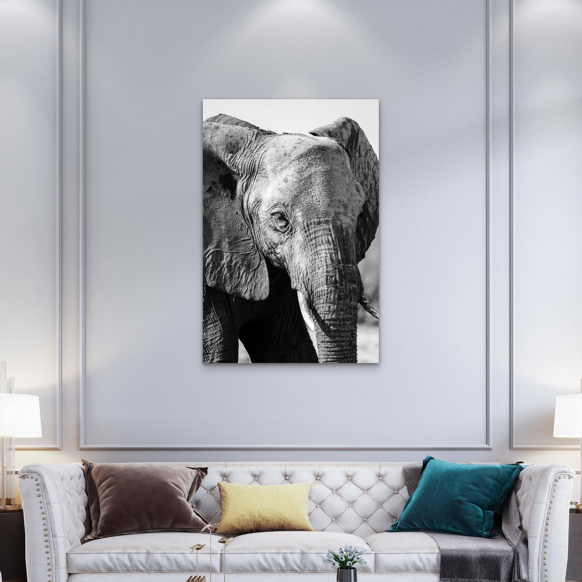 Close Up Elephant Illustration 40x60cm Metal Print Ready to Hang