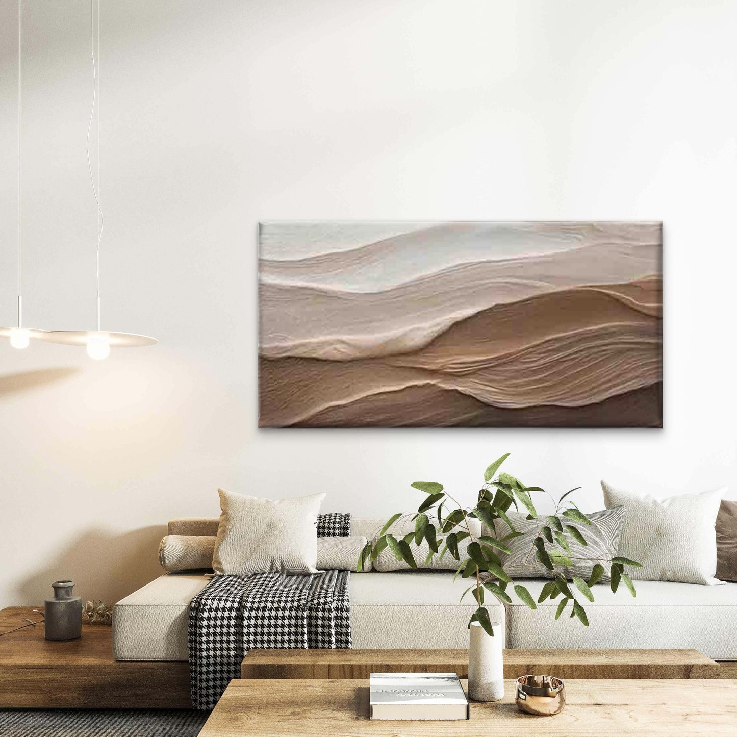 Modern Abstract Sand Dunes Wall Art Canvas Office Home Room Framed 120x60cm - Bella Home Decor