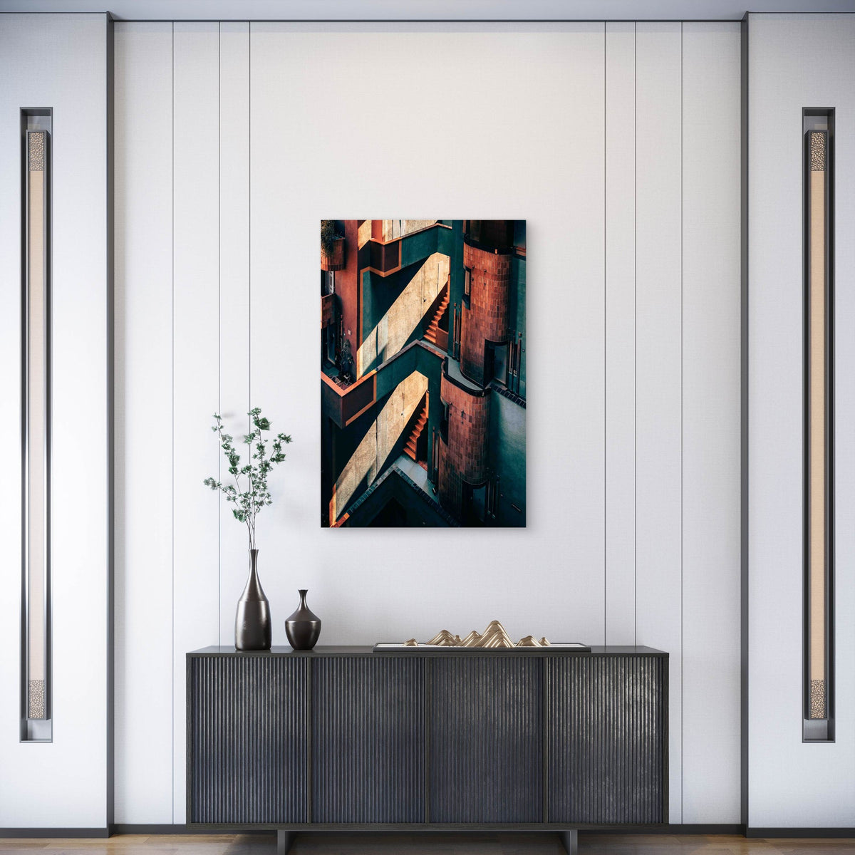 Scenic View of An Old Residential Building Metal Print Ready to Hang