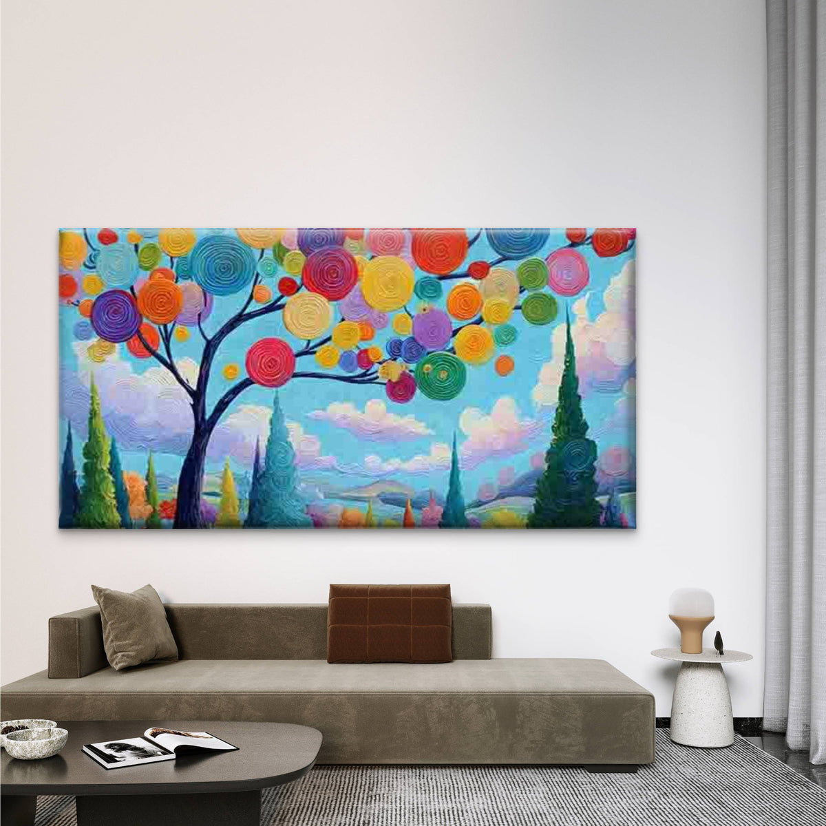 Abstract Multicolor Swirl Tree Wall Art Canvas Office Home Room Framed 120x60cm