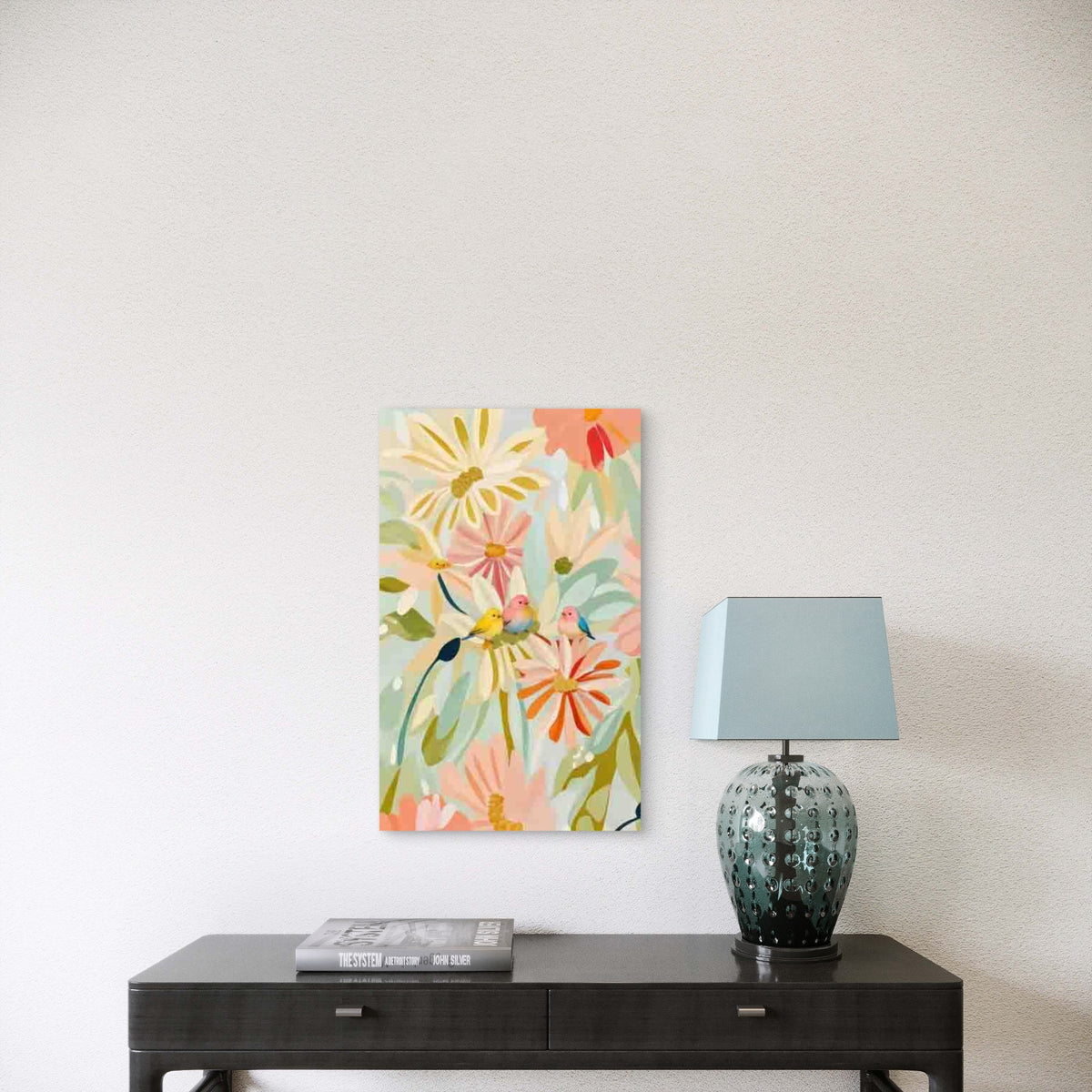 Elegant Colors Floral Birds Metal Print Ready to Hang