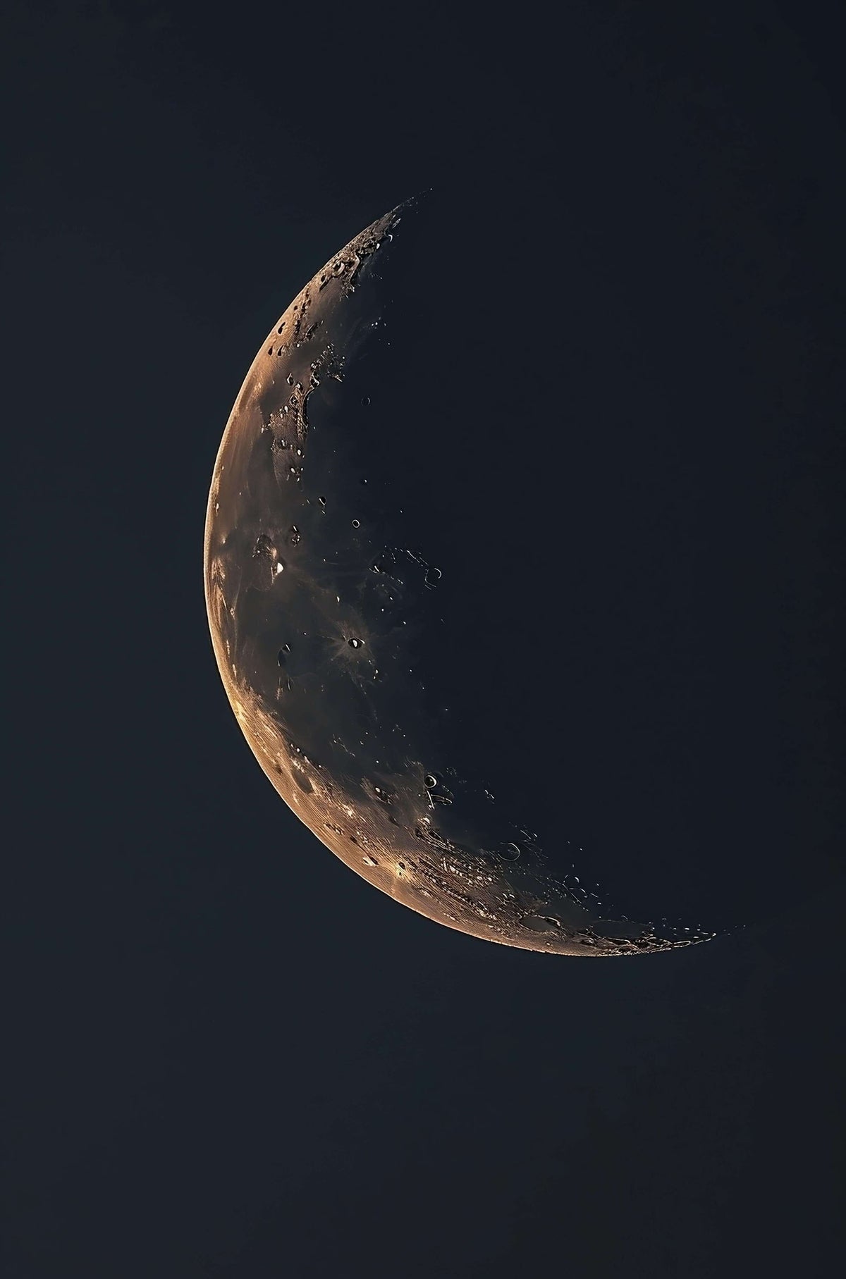 Detailed Crescent Moon Craters Astronomy 40x60cm Metal Print Ready to Hang