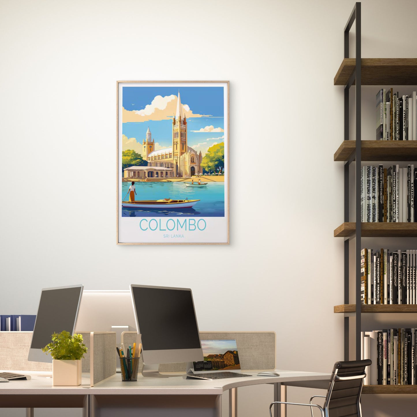 Colombo Sri Lanka, Church in Sea Shore Travel Poster Print Wall Art