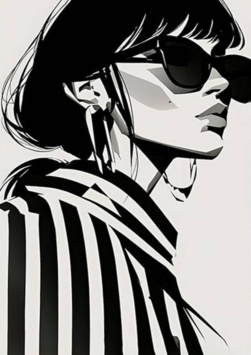 Black and White Fashion Woman Illustration Fashion Home Decor Premium Quality Poster Print Choose Your Sizes