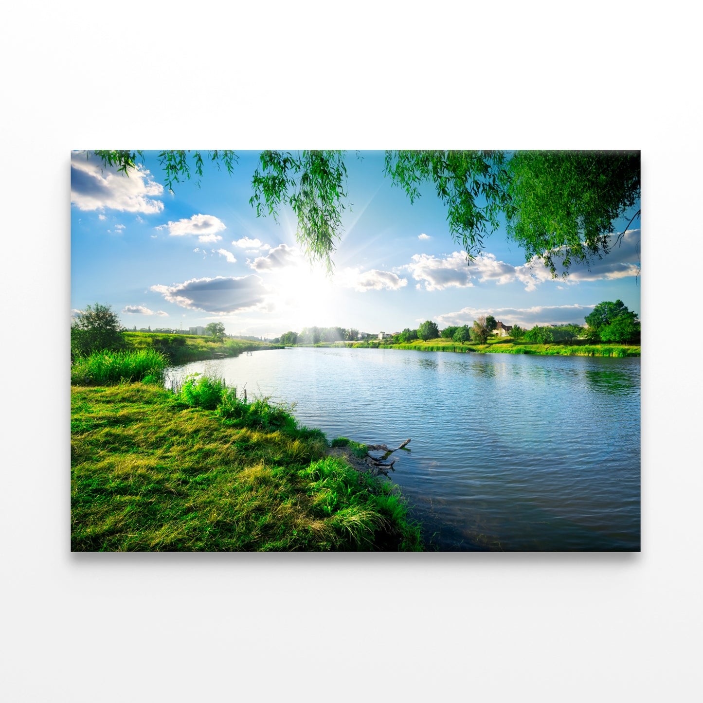 Sunny Day on Calm River in Summer Wall Art Decor 100% Australian Made