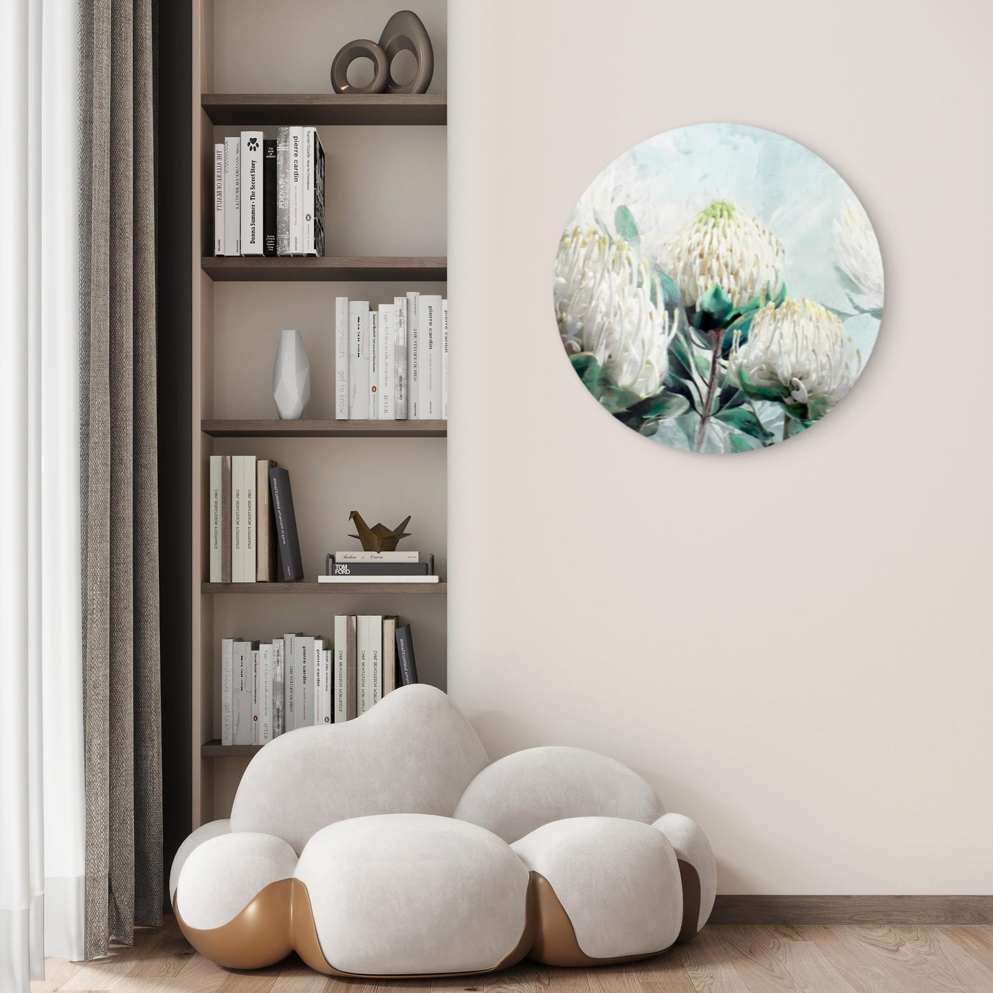 Neutral Color Protea Flowers Painting Acrylic Glass Rounded Print Tempered Glass Wall Art 100% Made in Australia Ready to Hang