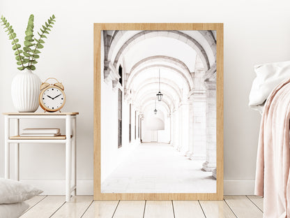 Hall Entrance Faded Photograph Glass Framed Wall Art, Ready to Hang Quality Print Without White Border Oak