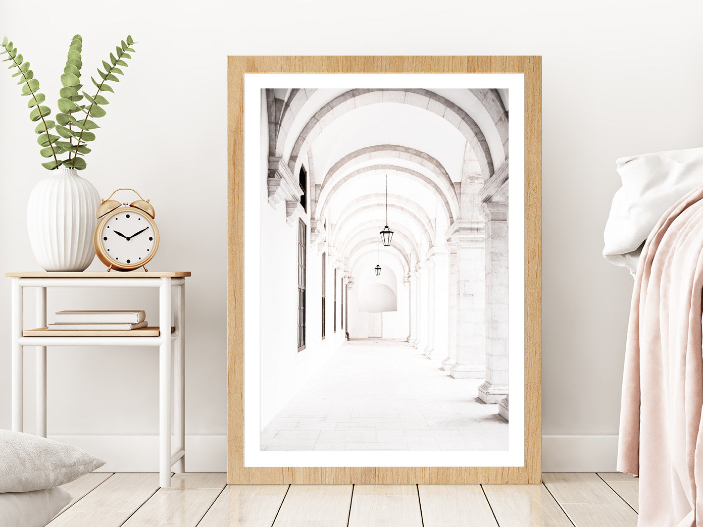Hall Entrance Faded Photograph Glass Framed Wall Art, Ready to Hang Quality Print With White Border Oak
