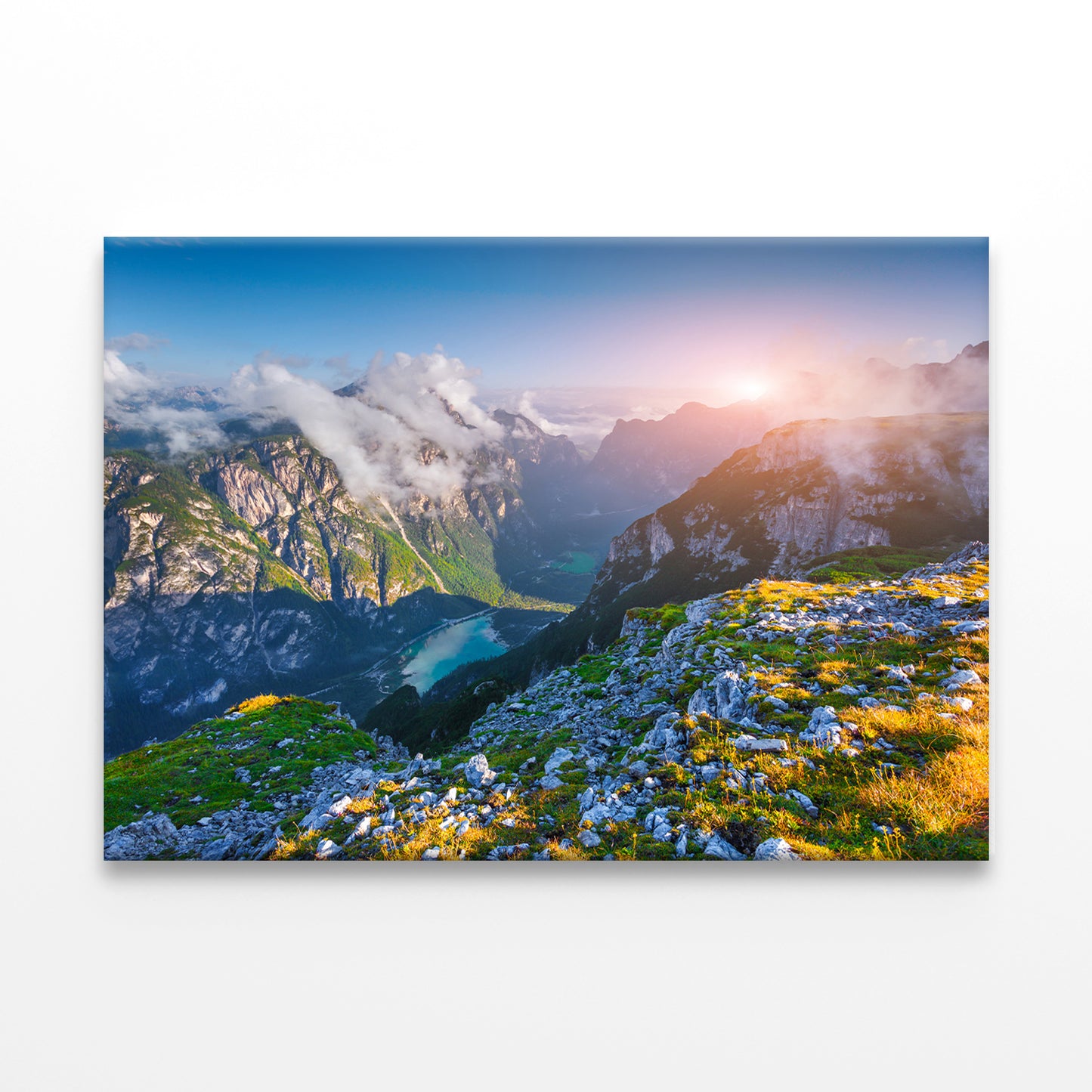 Lake Landro in Morning Mist, Italy Wall Art Decor 100% Australian Made