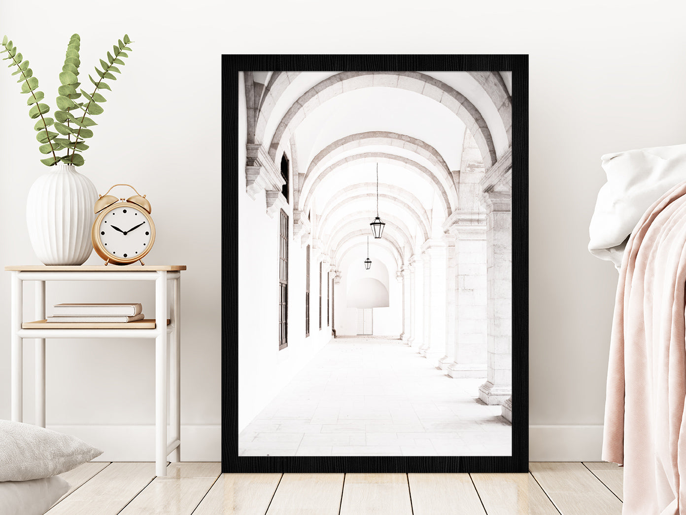 Hall Entrance Faded Photograph Glass Framed Wall Art, Ready to Hang Quality Print Without White Border Black