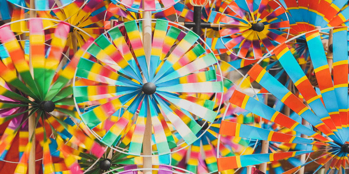 Rainbow Wind Spinner Pinwheels Wall Art Canvas Office Home Room Framed 120x60cm
