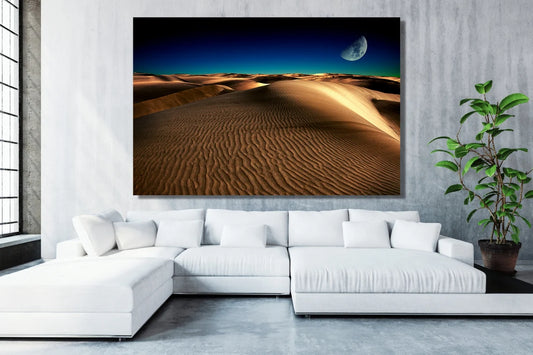 Sahara Desert Moonlight UV Direct Aluminum Print Australian Made Quality