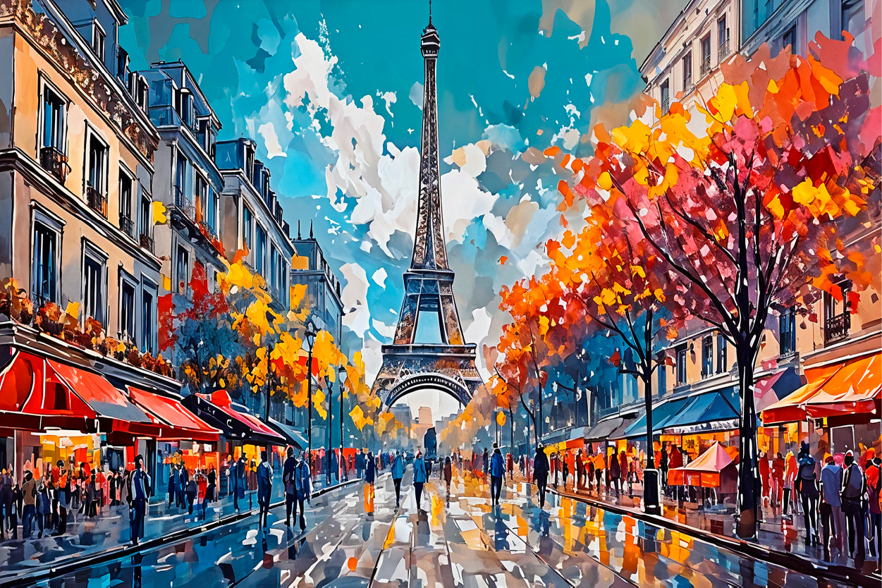 Eiffel Paris Street Painting Wall Art Decor 100% Australian Made