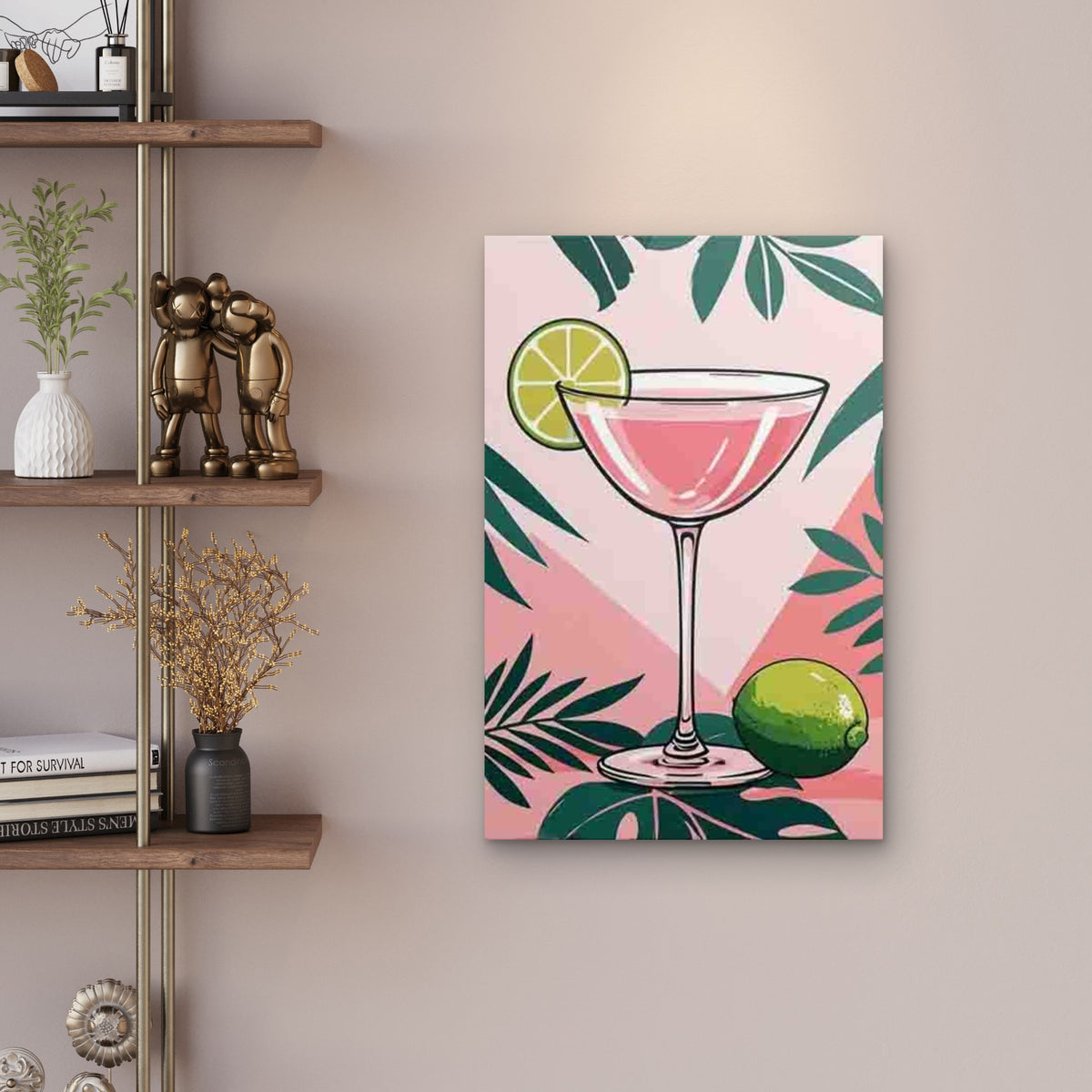 Pink Lime Drink Retro Metal Print Ready to Hang