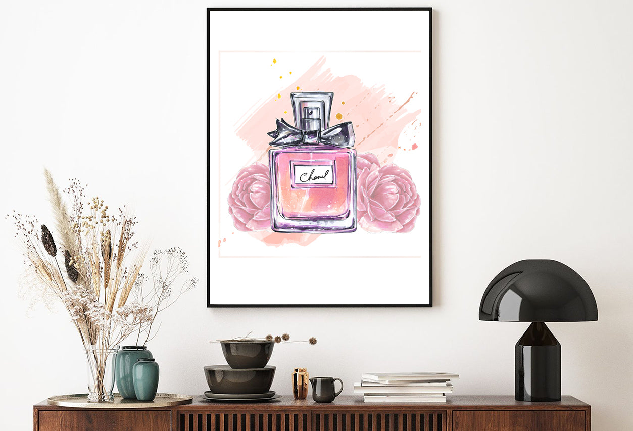Pink Roses and Perfume Bottle Print 100% Australian Made