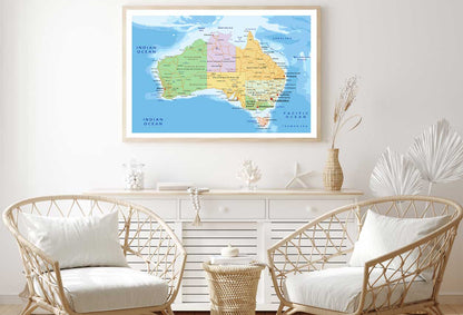 Highly Detailed Australia Political Map Home Decor Premium Quality Poster Print Choose Your Sizes