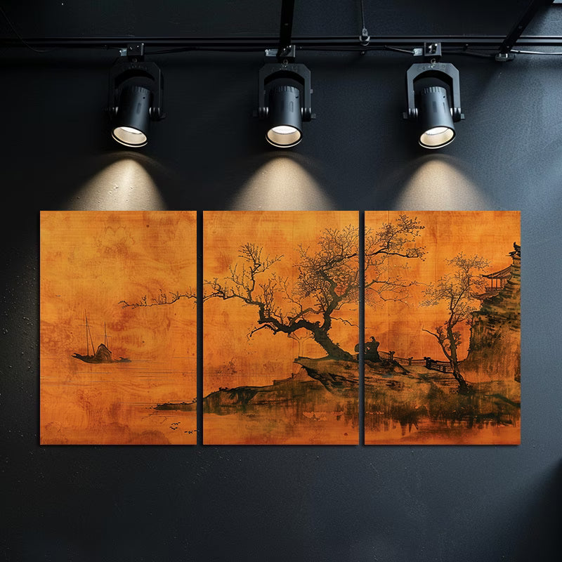 3pcs Chinese Landscape Painting Wall Art Set Canvas Framed 60x90cm - High Quality Print 100% Australian Made Wall Canvas Ready to Hang