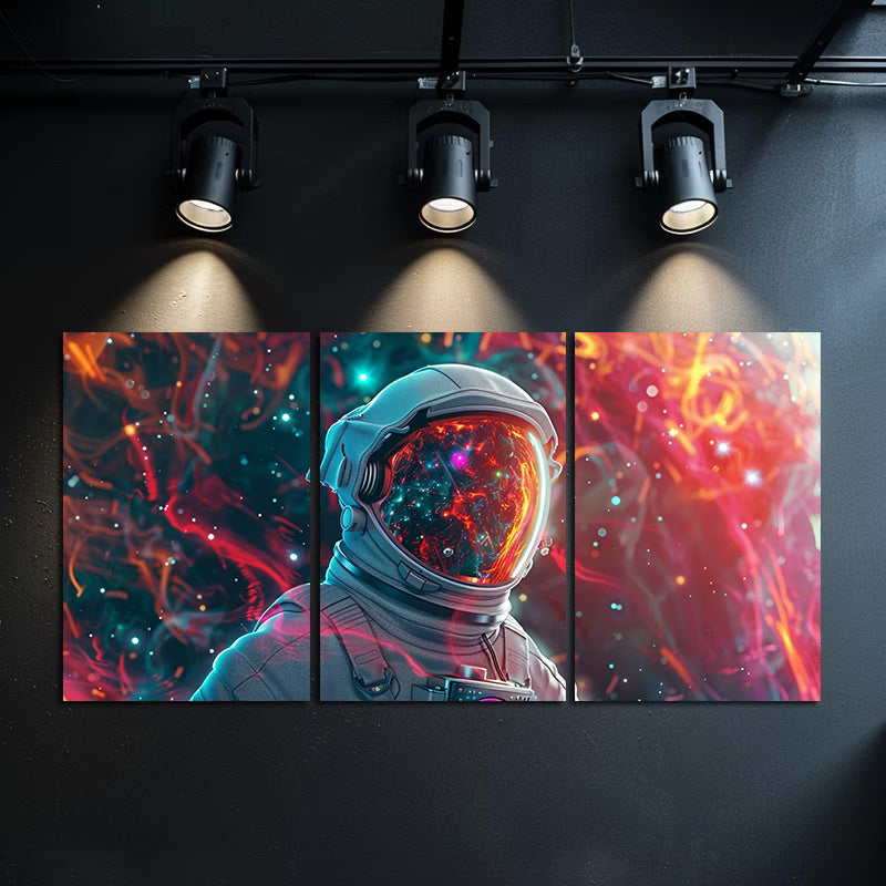 3pcs Astronaut Space Galaxy Cosmic Reflection Wall Art Set Canvas Framed 60x90cm - High Quality Print 100% Australian Made Wall Canvas Ready to Hang