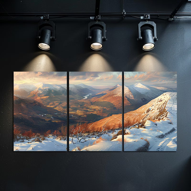 3pcs Snow-covered Tops and Rocks on Br Cooghan Wall Art Set Canvas Framed 50x70cm - High Quality Print 100% Australian Made Wall Canvas Ready to Hang