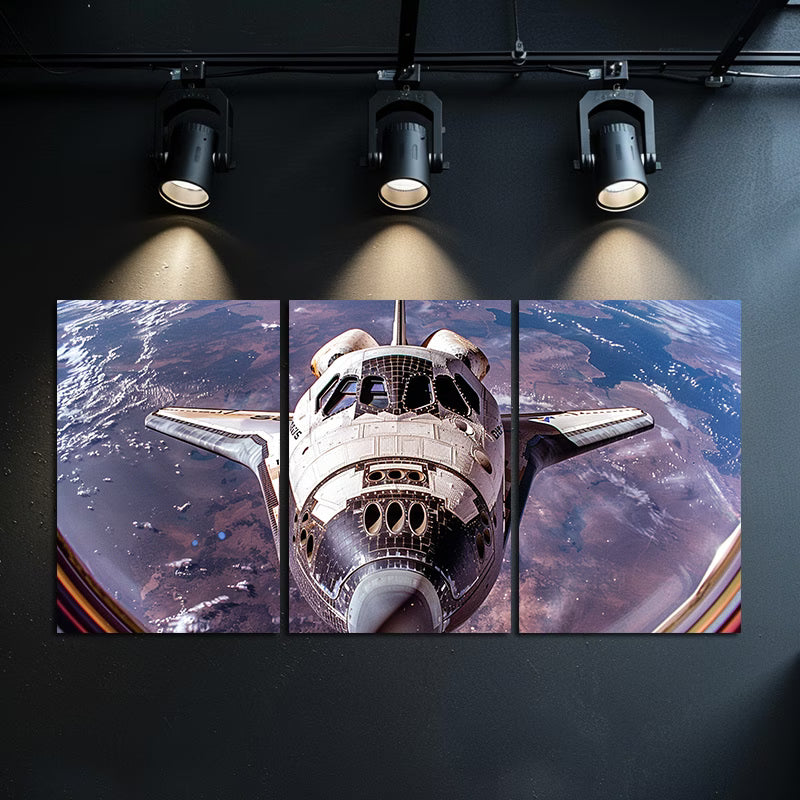 3pcs Space Shuttle Orbit Earth Astronaut's View Wall Art Set Canvas Framed 40x60cm - High Quality Print 100% Australian Made Wall Canvas Ready to Hang
