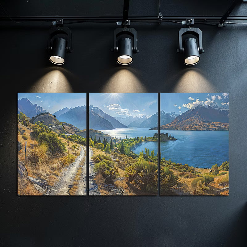 3pcs Lake Wakatipu New Zealand Landscape Wall Art Set Canvas Framed 50x70cm - High Quality Print 100% Australian Made Wall Canvas Ready to Hang