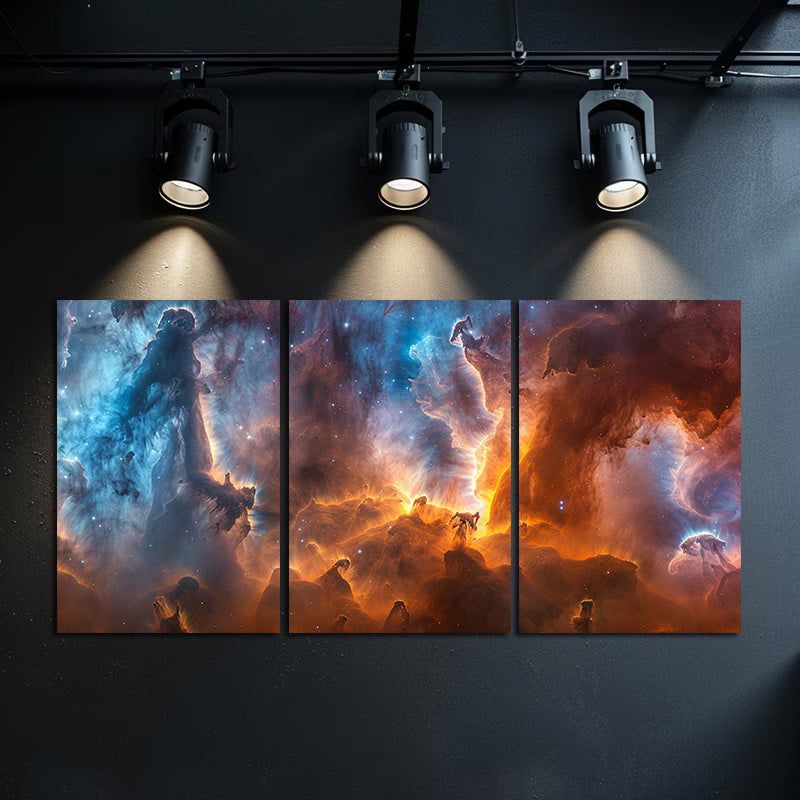 3pcs Deep Space Nebula Cosmic Galaxy Wall Art Set Canvas Framed 60x90cm - High Quality Print 100% Australian Made Wall Canvas Ready to Hang