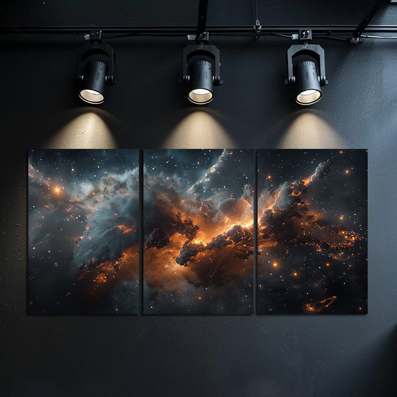 3pcs Space Nebula Cosmic Galaxy Wall Art Set Canvas Framed 40x60cm - High Quality Print 100% Australian Made Wall Canvas Ready to Hang
