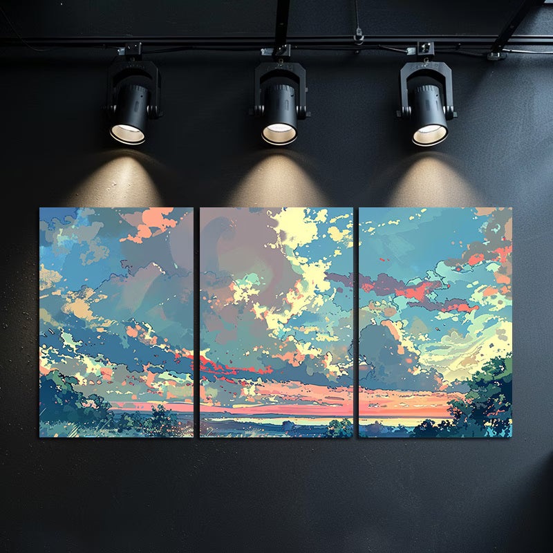 3pcs Anime-Inspired Aurora Skyline Wall Art Set Canvas Framed 60x90cm - High Quality Print 100% Australian Made Wall Canvas Ready to Hang