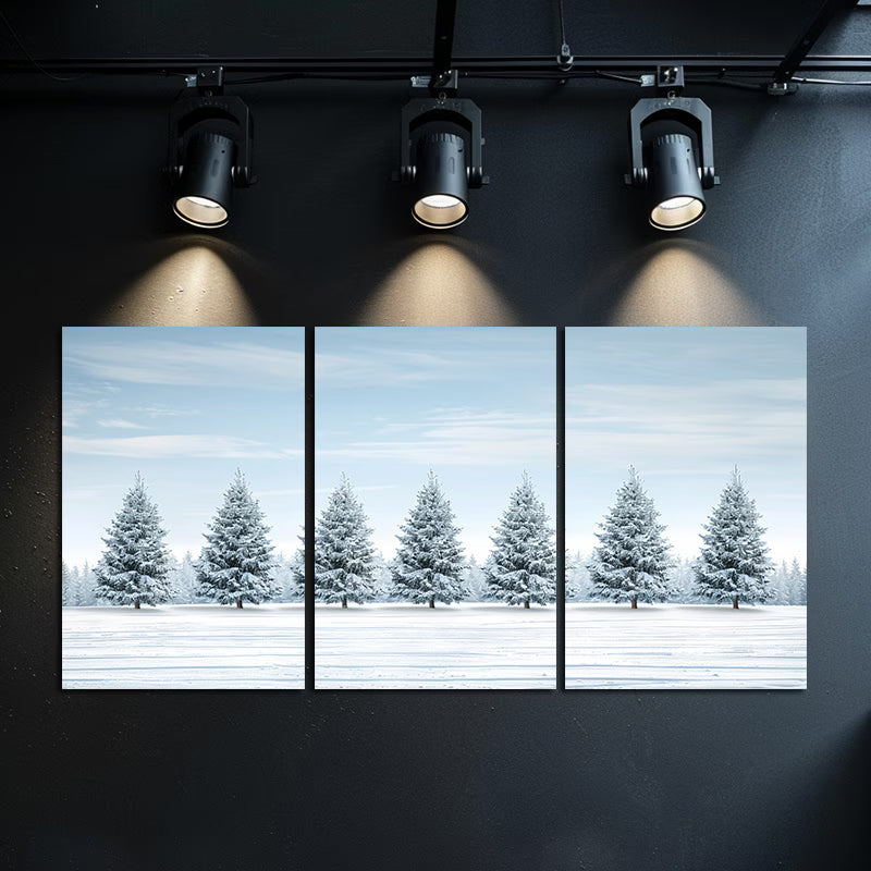 3pcs Snow-Covered Trees in Winter Sky Wall Art Set Canvas Framed 60x90cm - High Quality Print 100% Australian Made Wall Canvas Ready to Hang