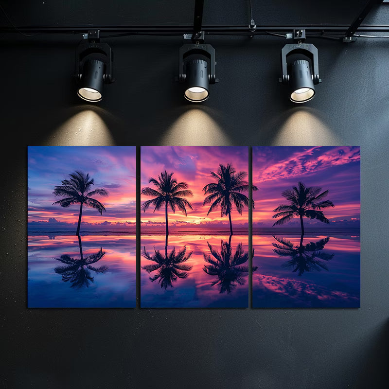 3pcs Maldives Beach & Palm Trees Scenery Wall Art Set Canvas Framed 60x90cm - High Quality Print 100% Australian Made Wall Canvas Ready to Hang