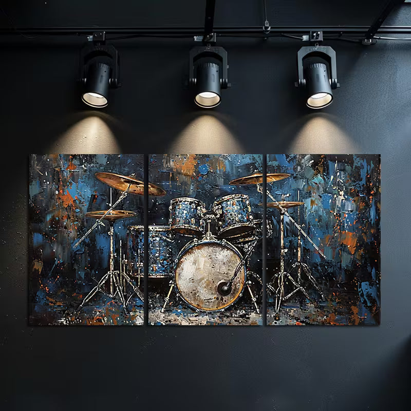 3pcs Passionate Drum Set Oil Painting Wall Art Set Canvas Framed 40x60cm - High Quality Print 100% Australian Made Wall Canvas Ready to Hang