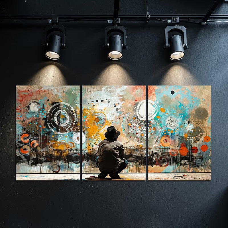 3pcs Graffiti Street Art Style Oil Painting Wall Art Set Canvas Framed 40x60cm - High Quality Print 100% Australian Made Wall Canvas Ready to Hang