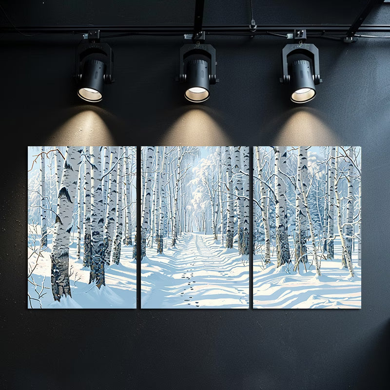 3pcs Winter Wonderland Illustration Wall Art Set Canvas Framed 50x70cm - High Quality Print 100% Australian Made Wall Canvas Ready to Hang