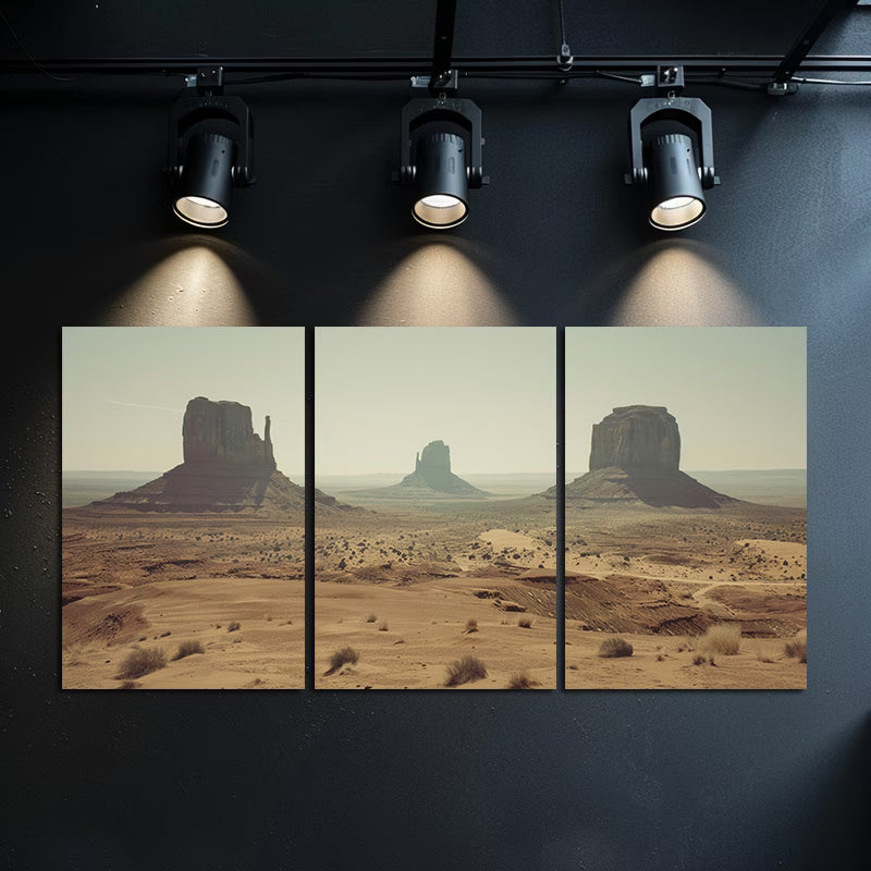 3pcs Moonlit Monument Valley Arizona Wall Art Set Canvas Framed 50x70cm - High Quality Print 100% Australian Made Wall Canvas Ready to Hang