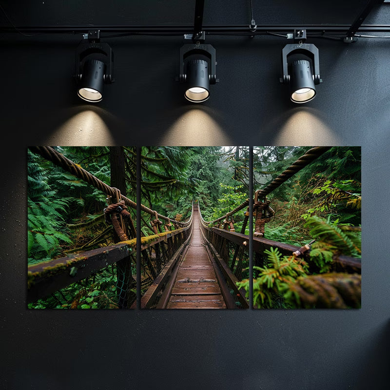 3pcs Vintage Wooden Bridge in British Columbia Wall Art Set Canvas Framed 60x90cm - High Quality Print 100% Australian Made Wall Canvas Ready to Hang