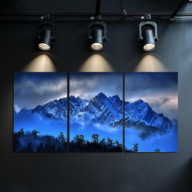3pcs Snow Mountain Forest & Peaks Landscape Wall Art Set Canvas Framed 50x70cm - High Quality Print 100% Australian Made Wall Canvas Ready to Hang