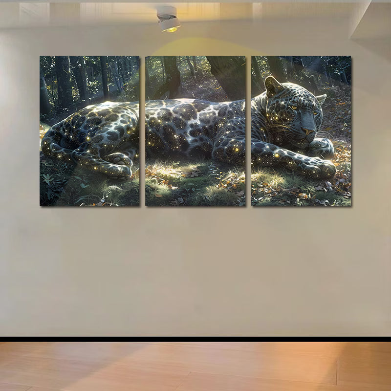 3pcs Charming Crystal Jaguar Wall Art Set Canvas Framed 50x70cm - High Quality Print 100% Australian Made Wall Canvas Ready to Hang