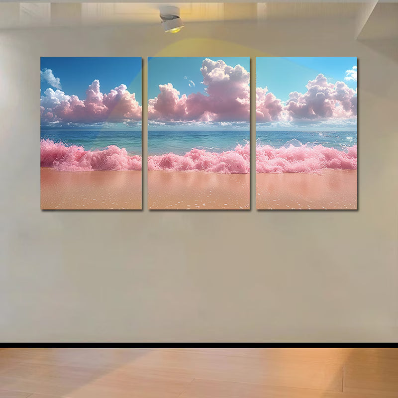 3pcs Charming Pastel Rainbow Sky & Ocean Wall Art Set Canvas Framed 50x70cm - High Quality Print 100% Australian Made Wall Canvas Ready to Hang
