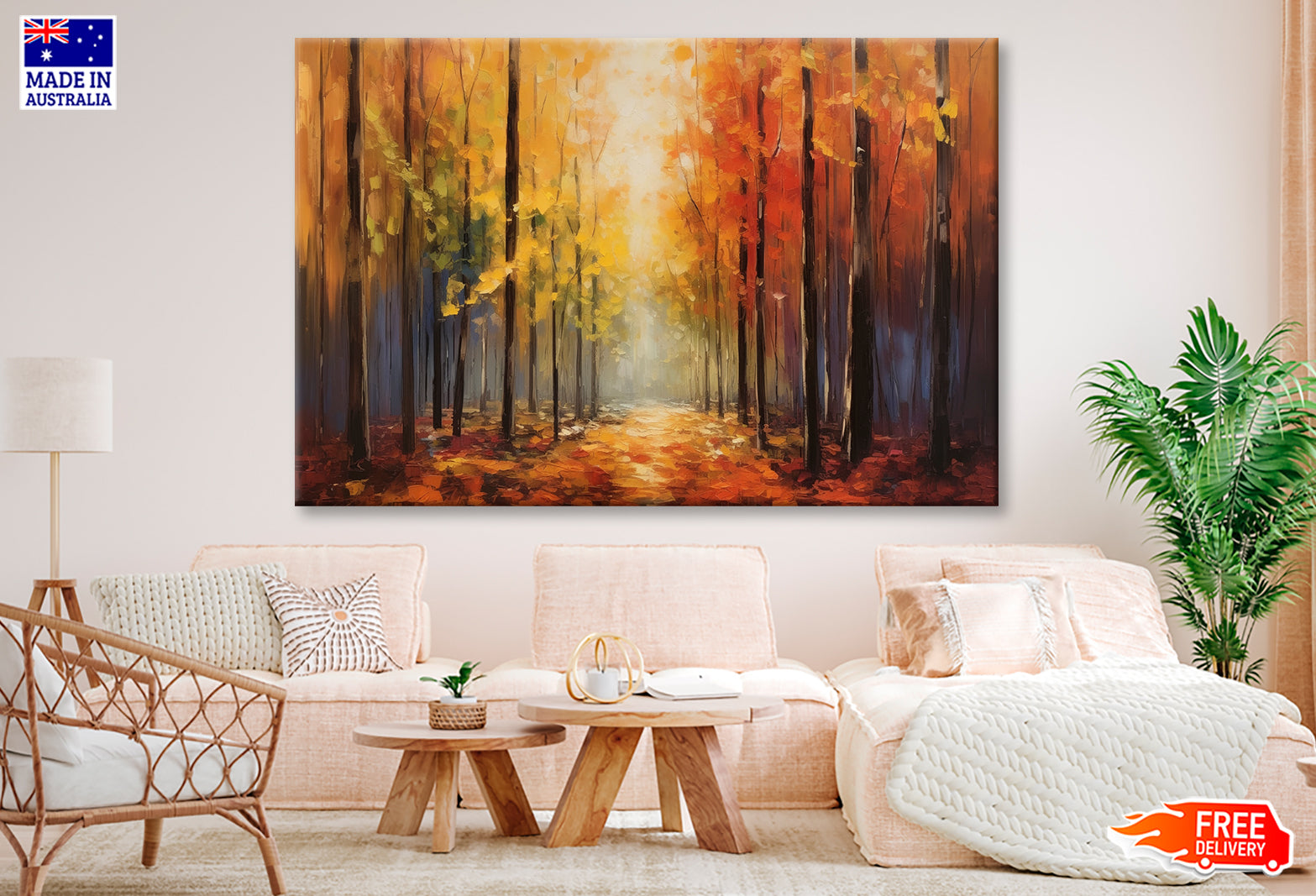 Vibrant Autumn Forest Path Oil Painting Wall Art Limited Edition High ...
