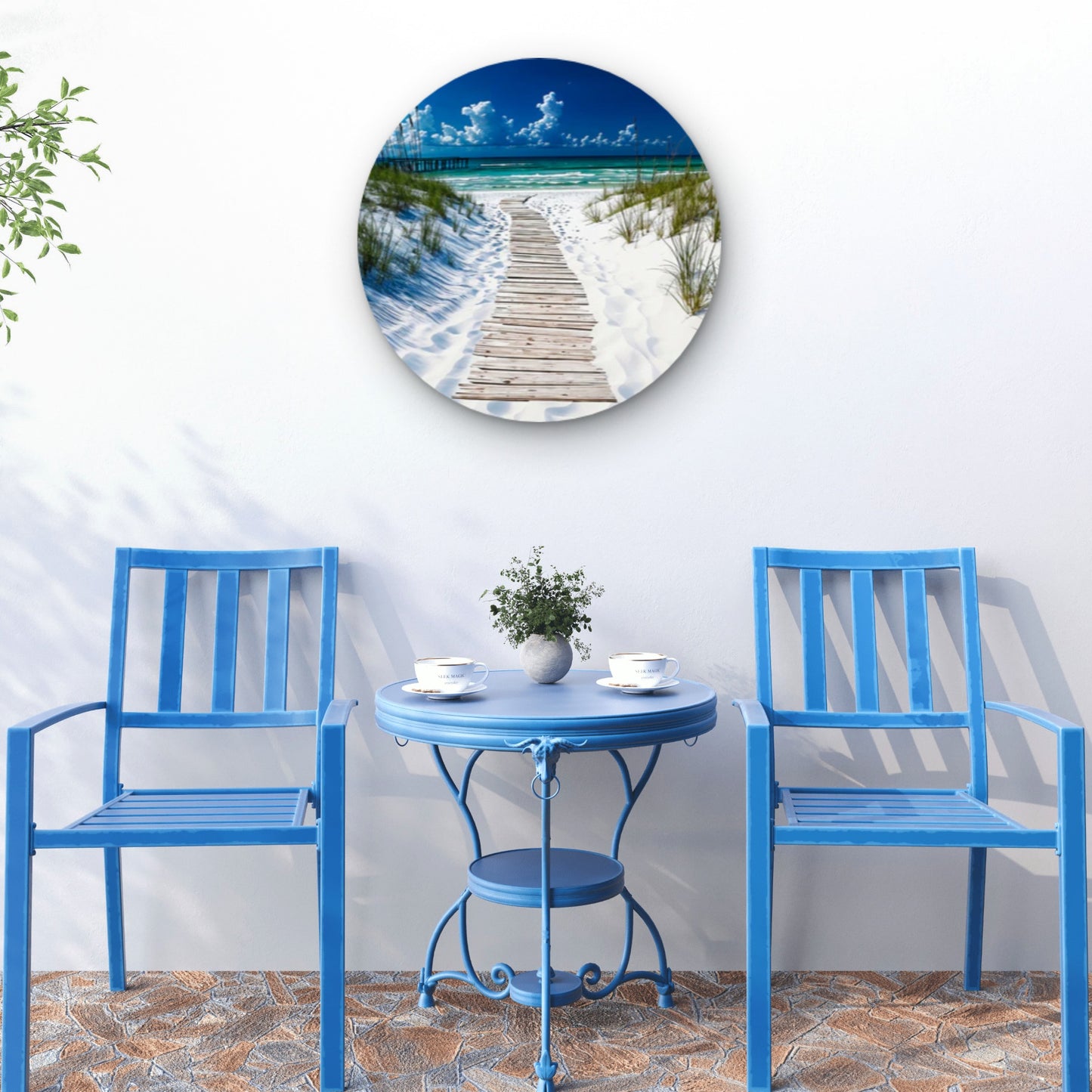 Sandy Wooden Pier Beach Path Coastline Acrylic Glass Rounded Print Tempered Glass Wall Art 100% Made in Australia Ready to Hang