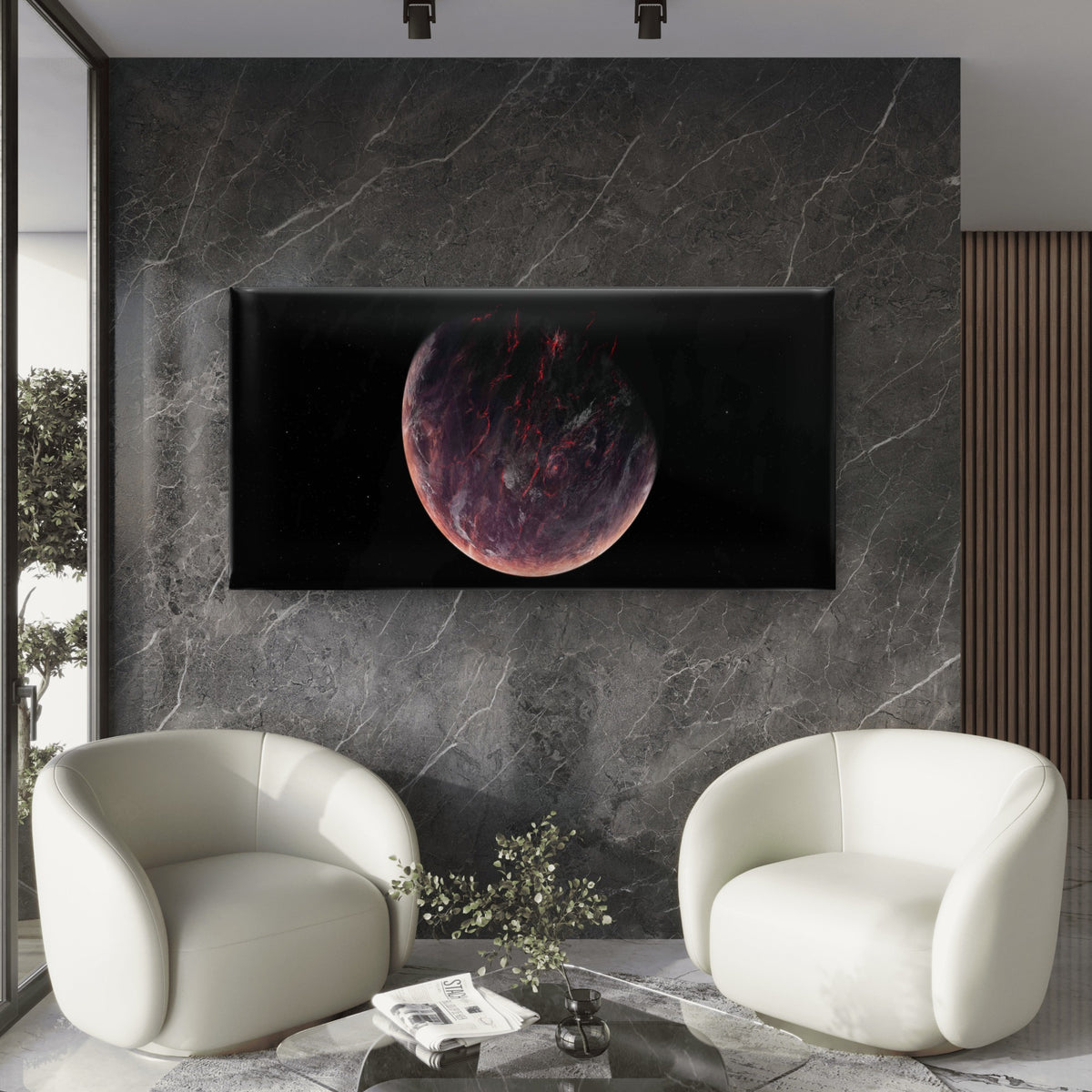 Volcanic Lava Planet Space Wall Art Canvas Office Home Room Framed 120x60cm