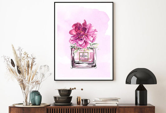 Perfume With Pink Shaded Flower Design Home Decor Premium Quality Poster Print Choose Your Sizes