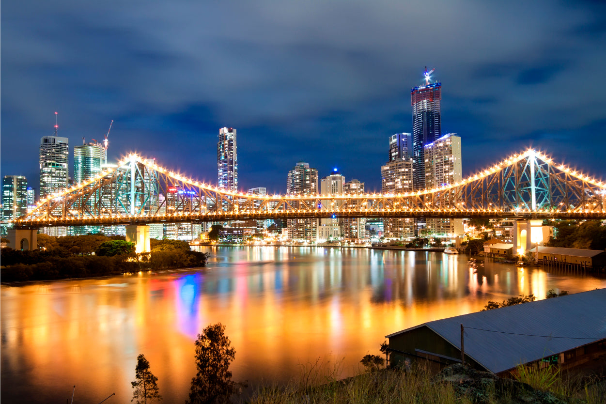 City Skyline Brisbane Bridge Wall Art Decor 100% Australian Made - Bella Home Decor