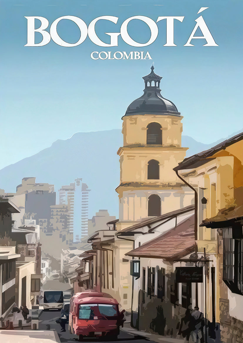 Colombia Bogota Cityscape Vintage Architecture Culture Travel Poster Print Wall Art