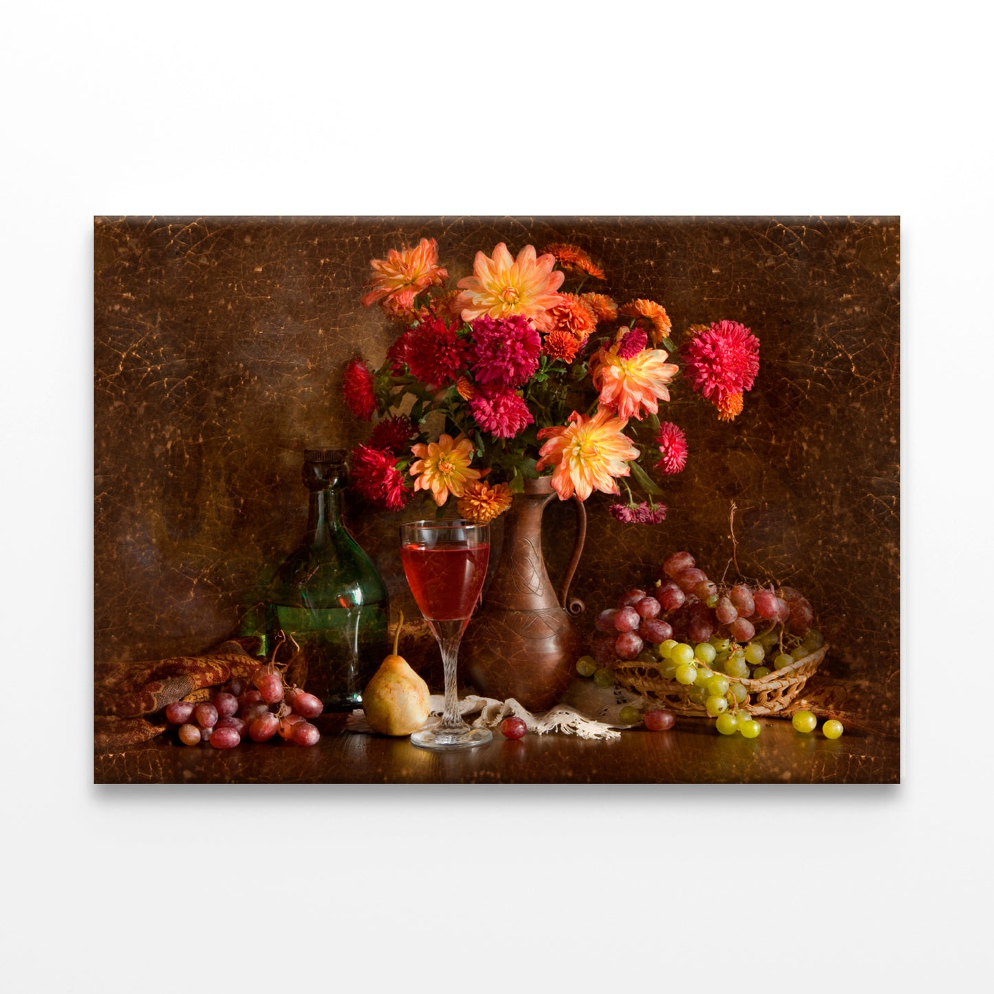 Still Life Autumn Flowers Wine Wall Art Decor 100% Australian Made