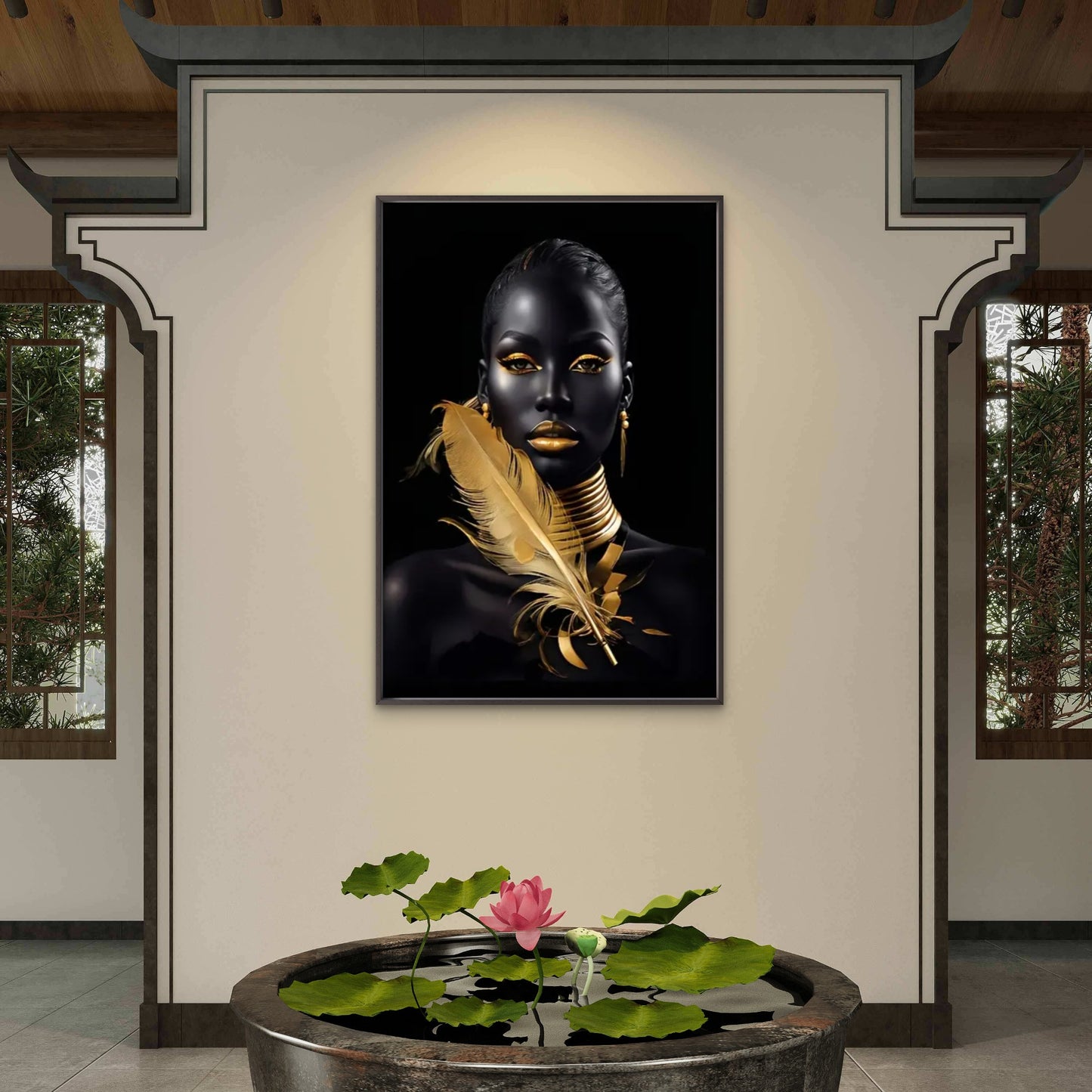 Black and Gold African American Modern Woman Fashion Home Decor Premium Quality Poster Print Choose Your Sizes
