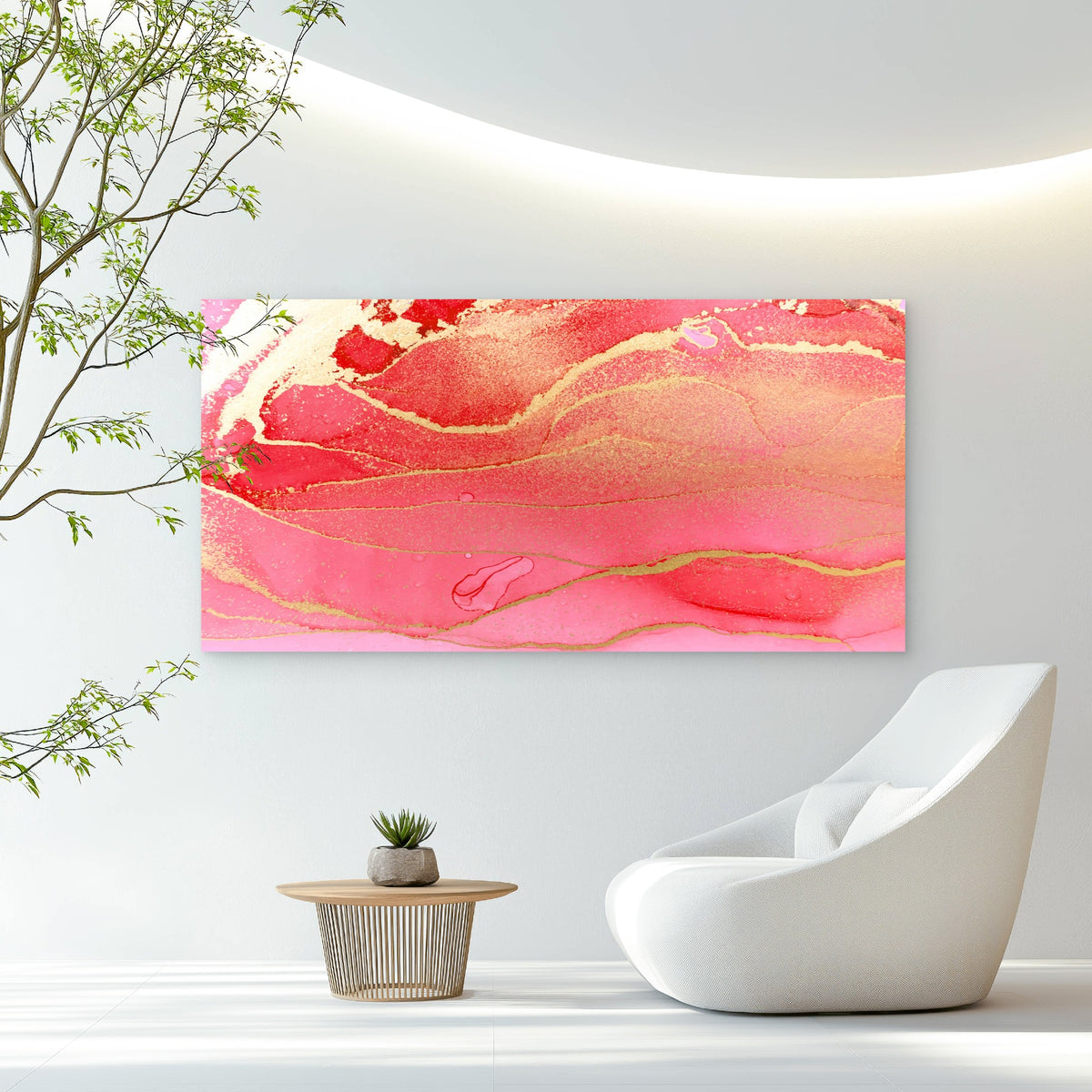 Crimson Gilded Fluid Art Wall Art Canvas Office Home Room Framed 120x60cm