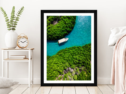 Mangrove Forest Farasan Island Glass Framed Wall Art, Ready to Hang Quality Print With White Border Black