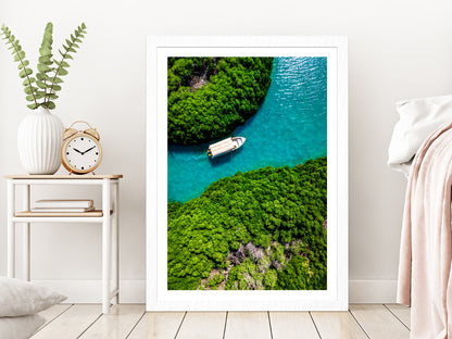 Mangrove Forest Farasan Island Glass Framed Wall Art, Ready to Hang Quality Print With White Border White